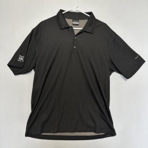 Nike Shirt Men’s Large Black Golf Polo Dri-Fit Stretch  All-Over Print EUC - Picture 1 of 7